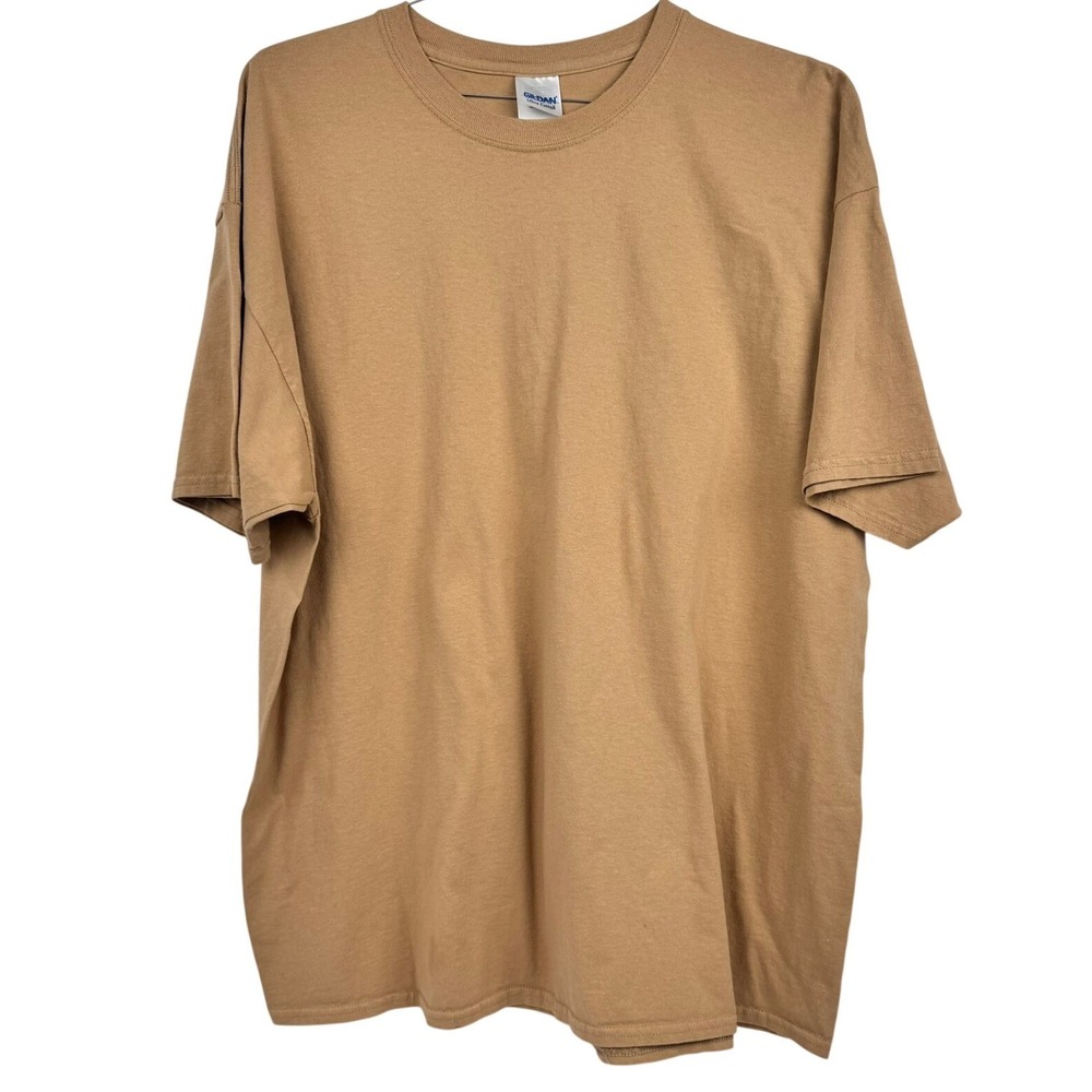 Gildan Ultra Cotton Men's 2XL T-Shirt Tan Brown Blank Plain Tee Solid 2XL